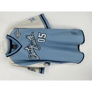 FUBU Dirty South Jersey XXL Blue White V-Neck Mesh Hip Hop Streetwear 05